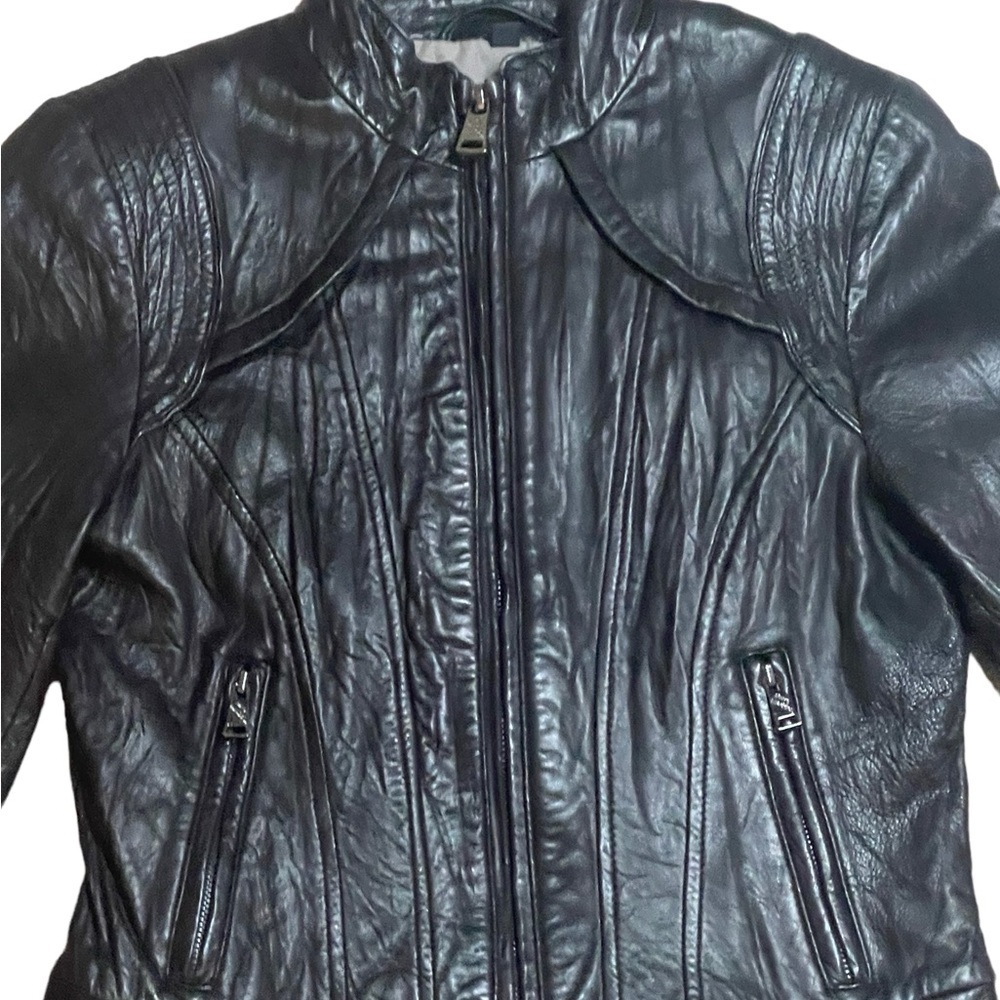 STEVE MADDEN Black Leather Jacket Buttery Soft XS Moto Vintage VTG Y2K - Picture 4 of 9